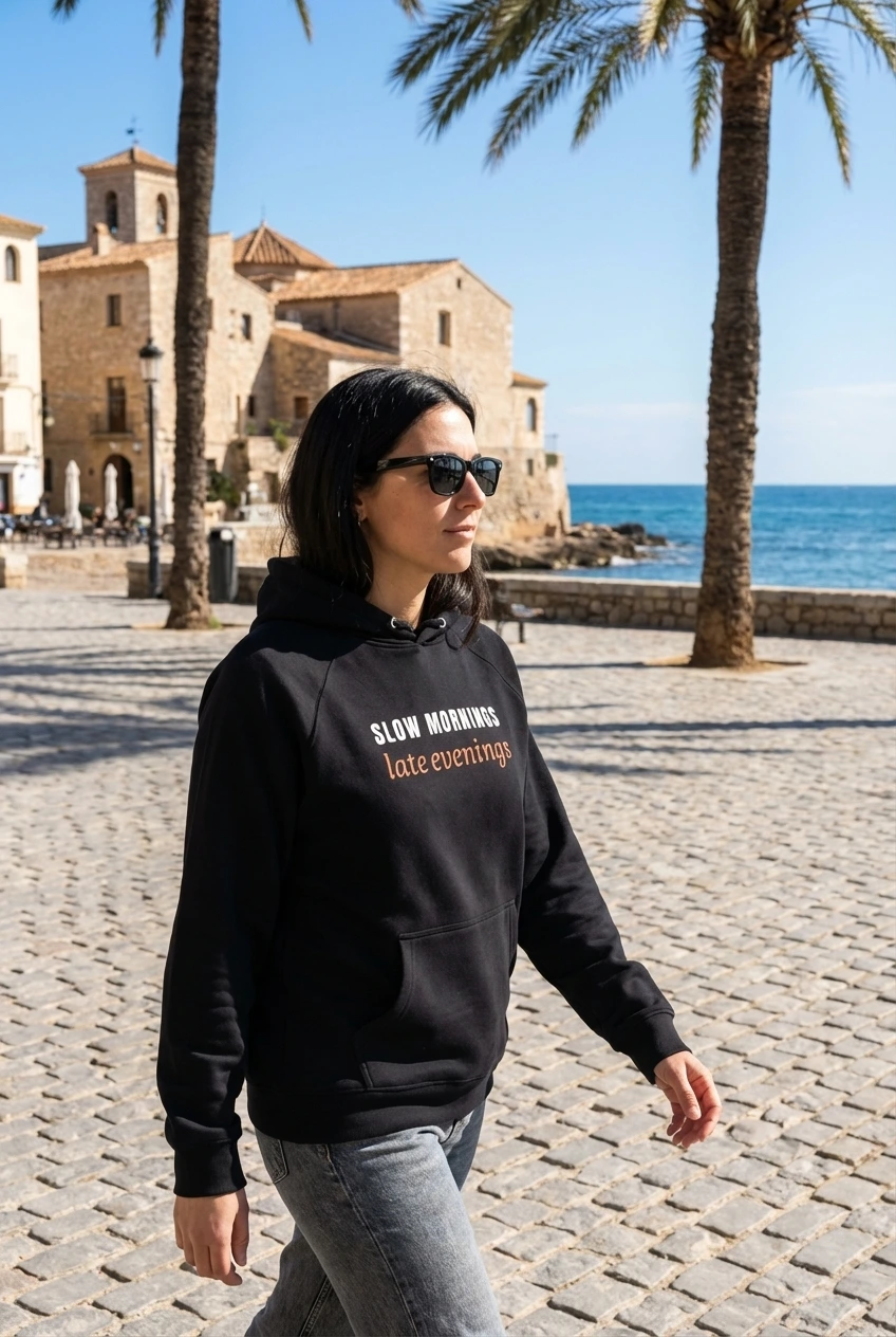 Unisex eco raglan hoodie | Slow mornings